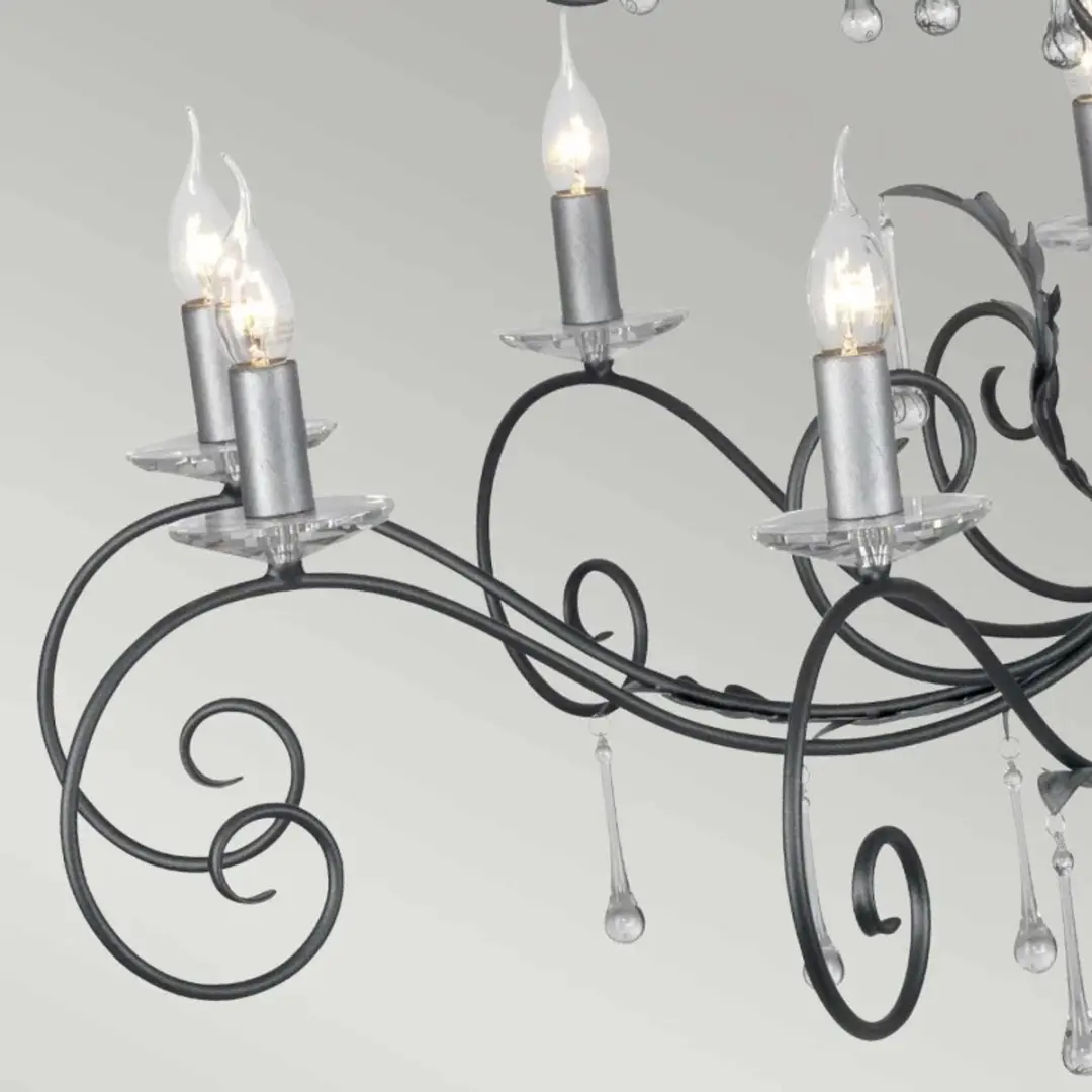 Elstead Lighting Amarilli Kroonluchter - 15 Lichts - Zwart met Zilver - afbeelding 3 van 6