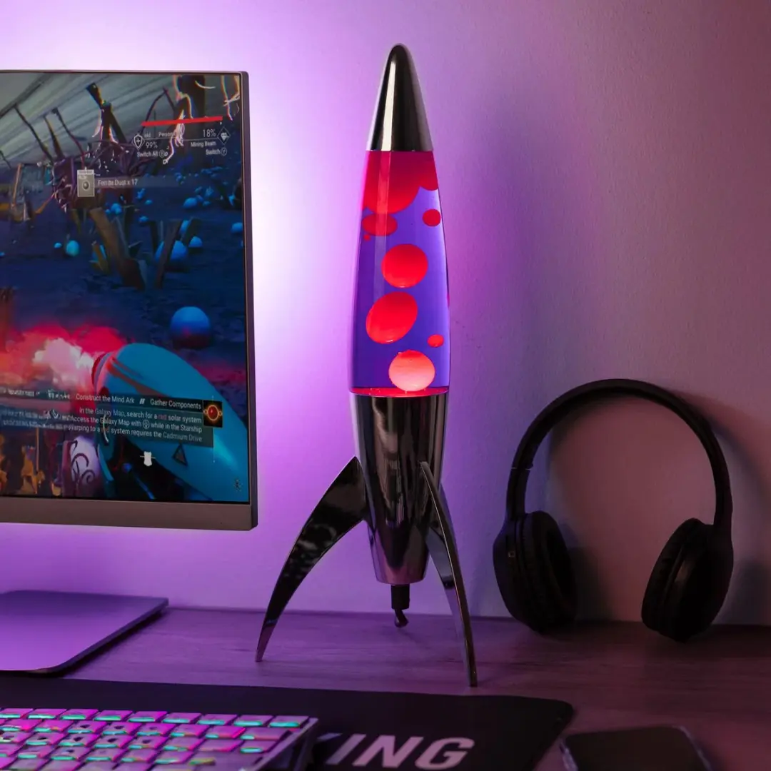 Fisura Raket Lavalamp met Rode & Paarse Lava