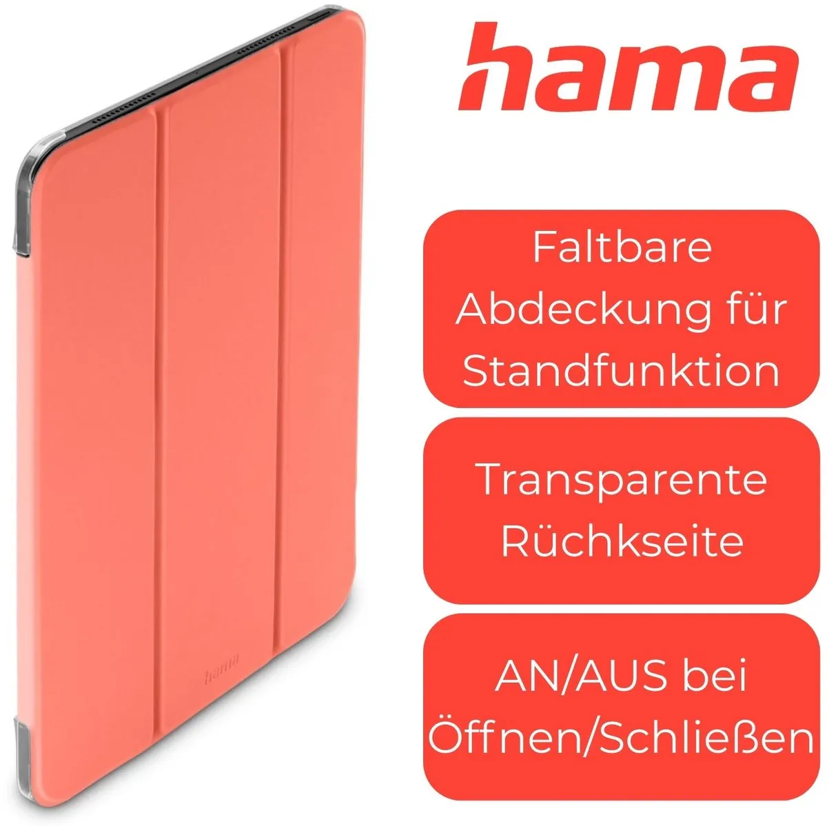 Hama Tablethoes Fold Clear 00222087 - iPad Pro 13" - Koraal