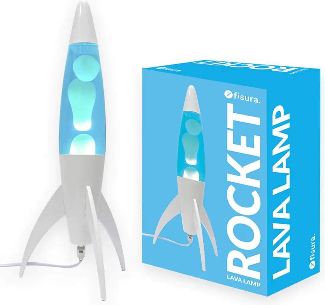 Rocket lavalamp wit met witte lava van Fisura