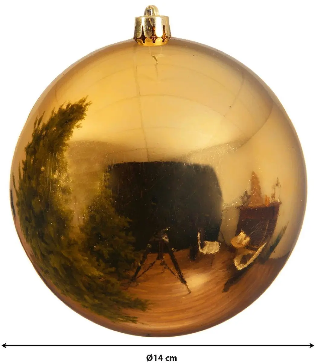 Decoris Kerstbal polystyreen 14cm Licht goud - afbeelding 2 van 4
