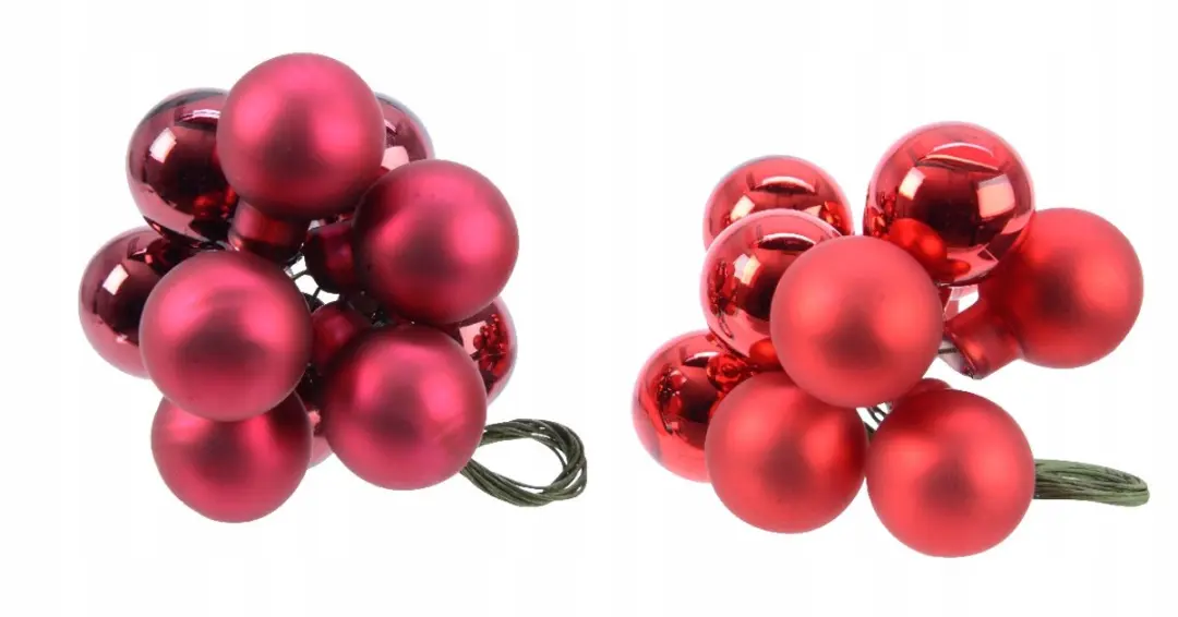 Glazen kerstballen aan draad, rond, rood, decoratief, 2 cm, 1 stuk