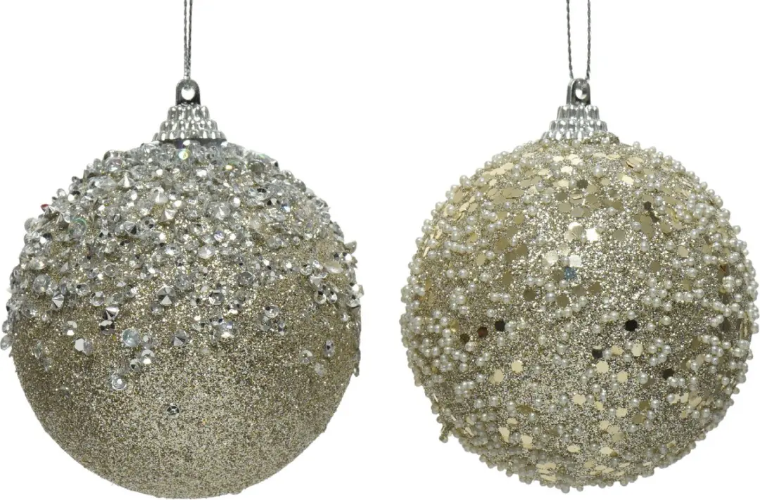 Decoris Kerstbal Foam Ø10cm Champagne