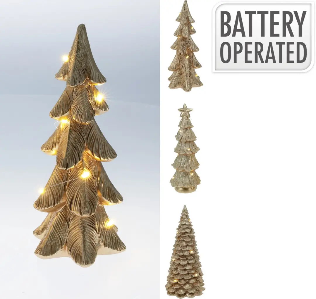 Kerstboom LED goud 21cm decoratie met licht