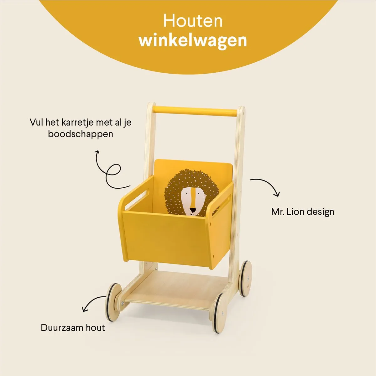 Trixie Houten Winkelwagen Mr. Lion - Speelgoed - Geel