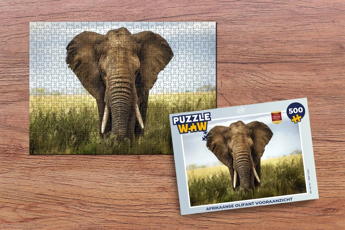 PuzzleWow Legpuzzel Afrikaanse Olifant 500 Stuks - Multicolor