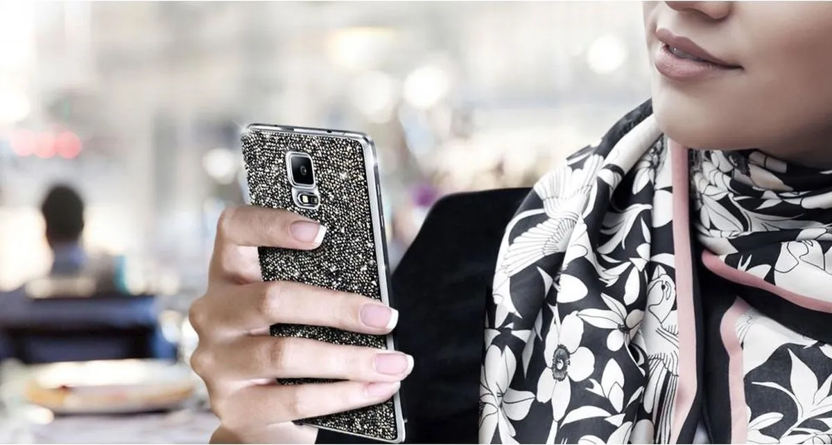 Samsung Galaxy Note4 Swarovski Rugzakhoes - Cosmic Silver