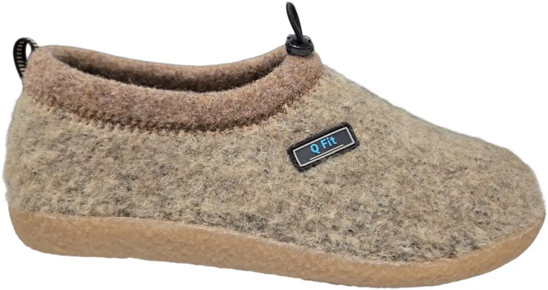 Q Fit Ronald Wollen Beige Gesloten Heren Pantoffels