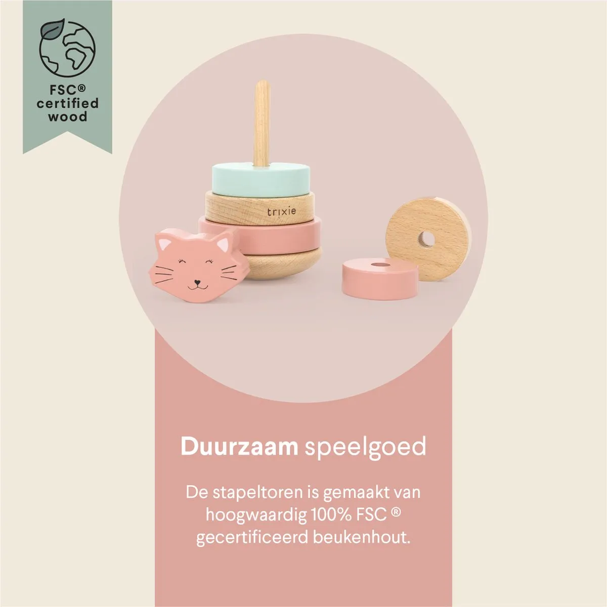 Trixie Houten Stapeltoren Mrs. Cat - 6-delig - Roze