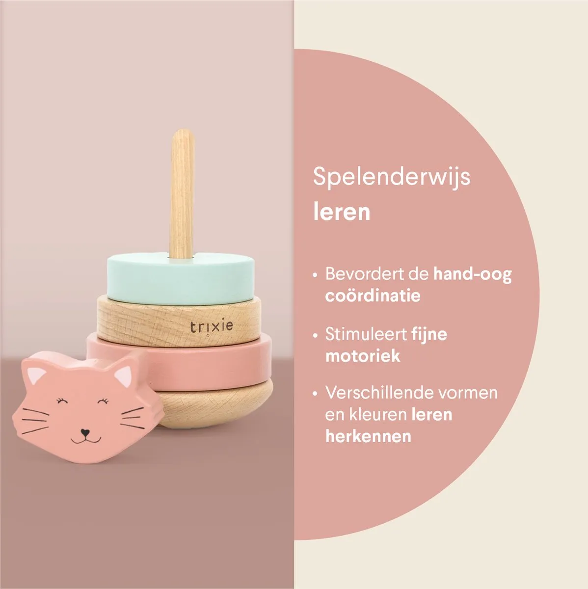 Trixie Houten Stapeltoren Mrs. Cat - 6-delig - Roze