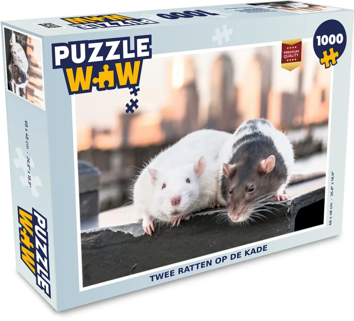 PuzzleWow Legpuzzel Twee ratten op de kade 1000 Stuks