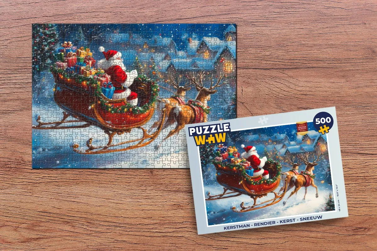 PuzzleWow Kerstman & Rendier Legpuzzel 500 Stuks