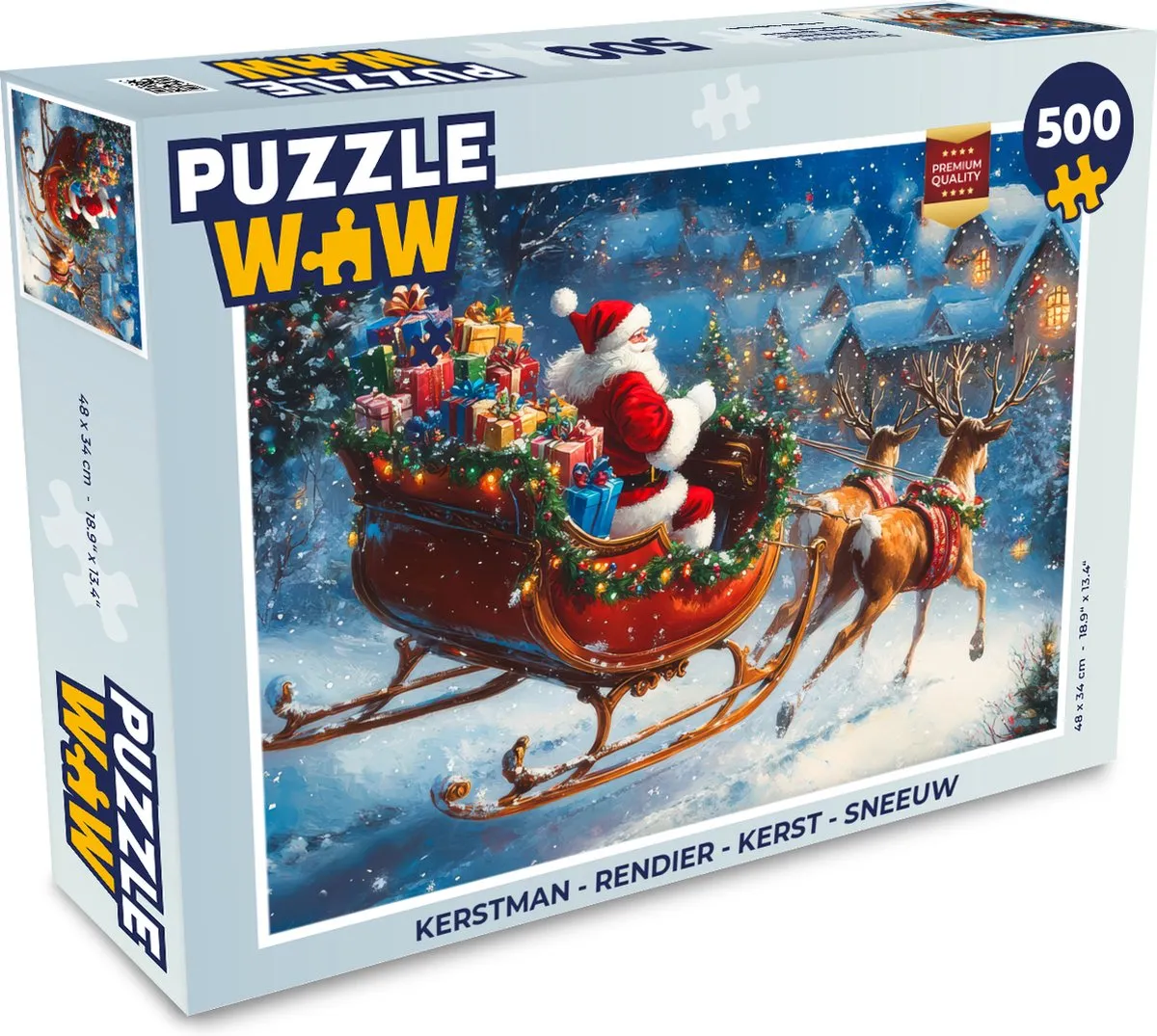 PuzzleWow Kerstman & Rendier Legpuzzel 500 Stuks