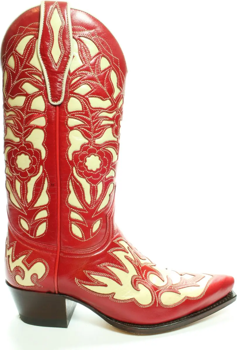Sendra Boots 5529 Rood Dames Western Bohemian Ibiza Laarzen Judi Spitse neus Rec