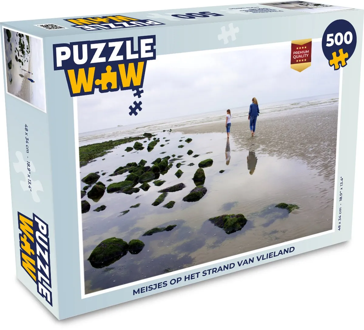 PuzzleWow Legpuzzel Meisjes op het strand van Vlieland 500 Stuks - Multicolor