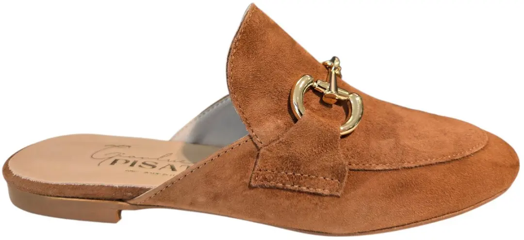 Gianluca Pisati Scarlet Camoscio Legno Slippers Cognac Suede Dames