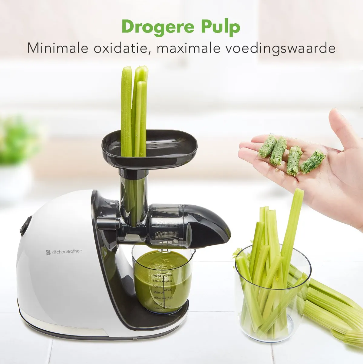 KitchenBrothers KB737 Slowjuicer - 700ml - Parelwit