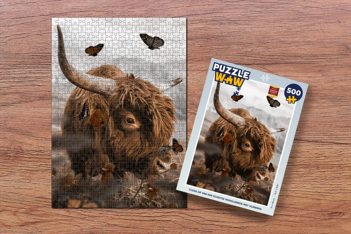 PuzzleWow Vlinders & Hooglanders Legpuzzel 500 Stuks - Multicolor
