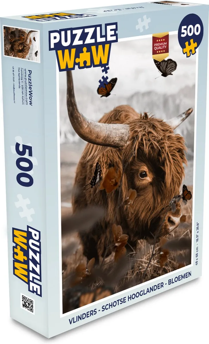 PuzzleWow Vlinders & Hooglanders Legpuzzel 500 Stuks