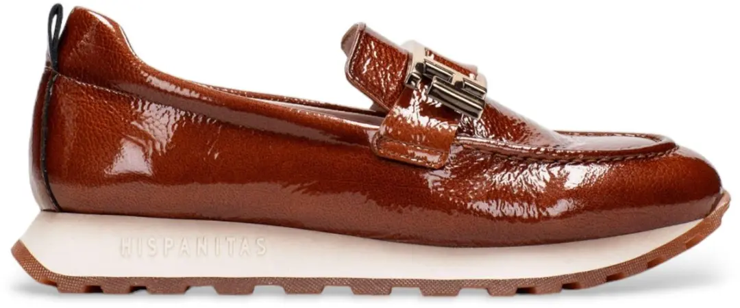 Hispanitas Bruine leren casual loafers