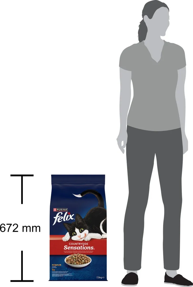 Felix Countryside Sensations Kattenvoer Droogvoer - Rund Kip & Groenten 7.5kg
