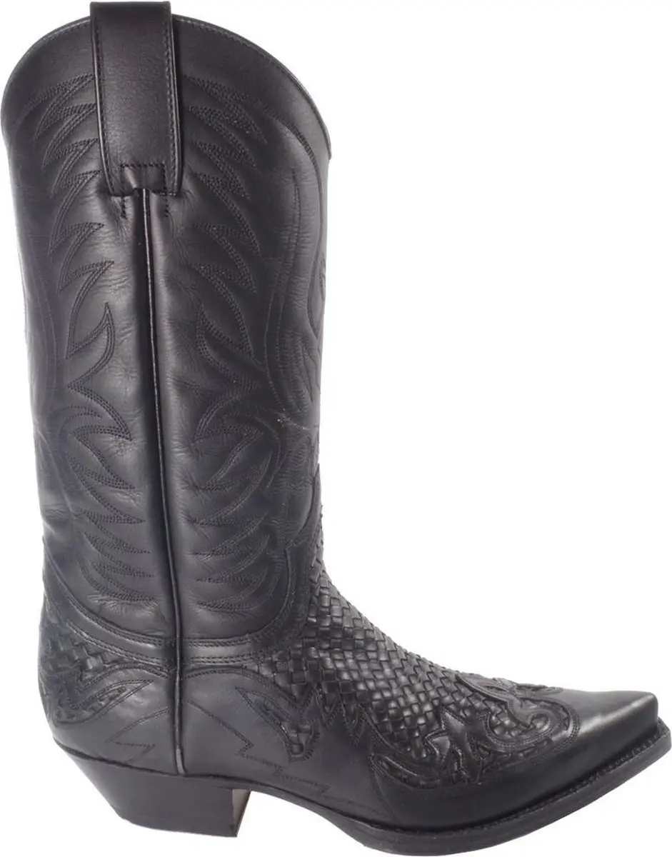 Sendra Boots 3241 Trenzado Cuervo West Zwart Handgemaakt Spitse Cowboy Laarzen H