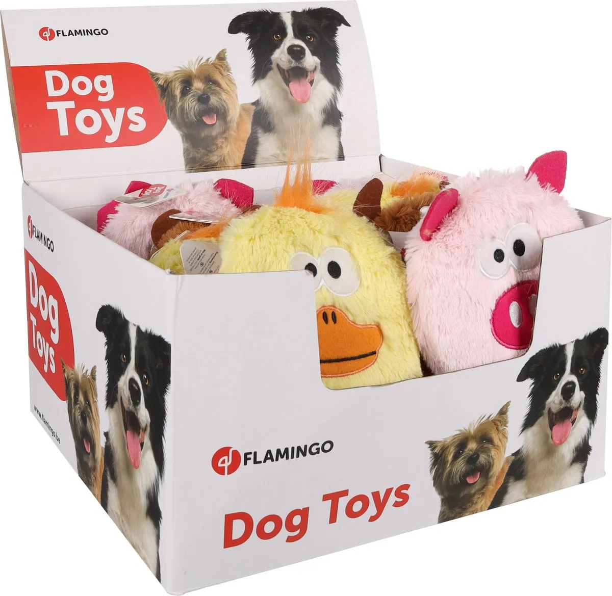 Flamingo Pluche Hondenspeelgoed 16cm - Geel/Bruin/Roze