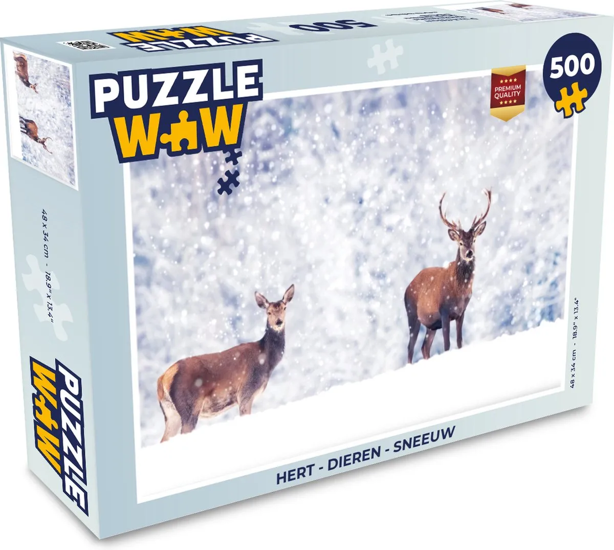 PuzzleWow Hert Dieren Sneeuw Legpuzzel 500 Stuks