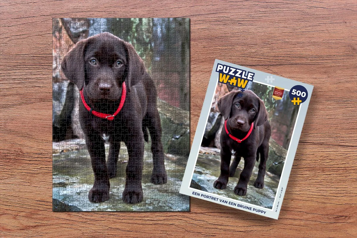 PuzzleWow Legpuzzel 500 Stuks - Bruine Puppy Multicolor