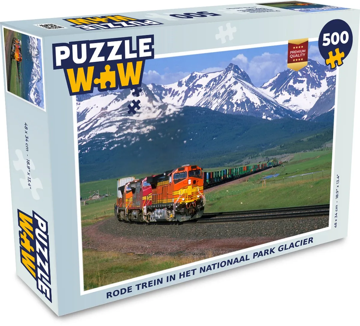 PuzzleWow Legpuzzel Rode trein Nationaal Park Glacier 500 Stuks