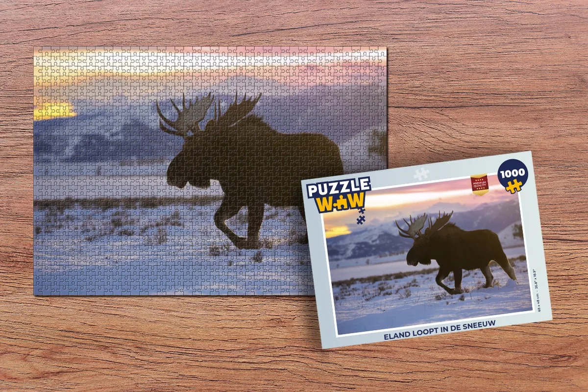PuzzleWow Legpuzzel Eland in de Sneeuw 1000 Stuks - Multicolor
