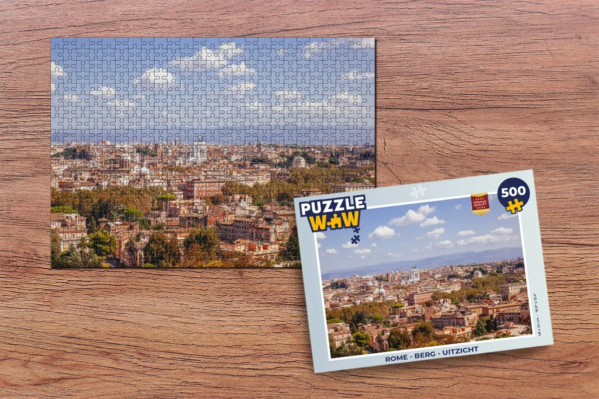 PuzzleWow Rome - Berg - Uitzicht Legpuzzel 500 Stuks - Multicolor