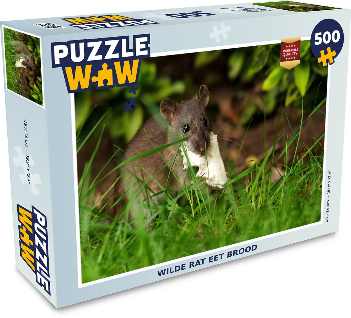 PuzzleWow Wilde Rat Eet Brood Legpuzzel 500 Stuks - Multicolor