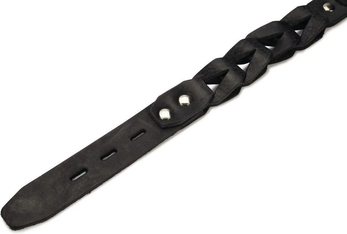 Beeztees Leren Halsband Connex - Zwart 40cm x 20mm