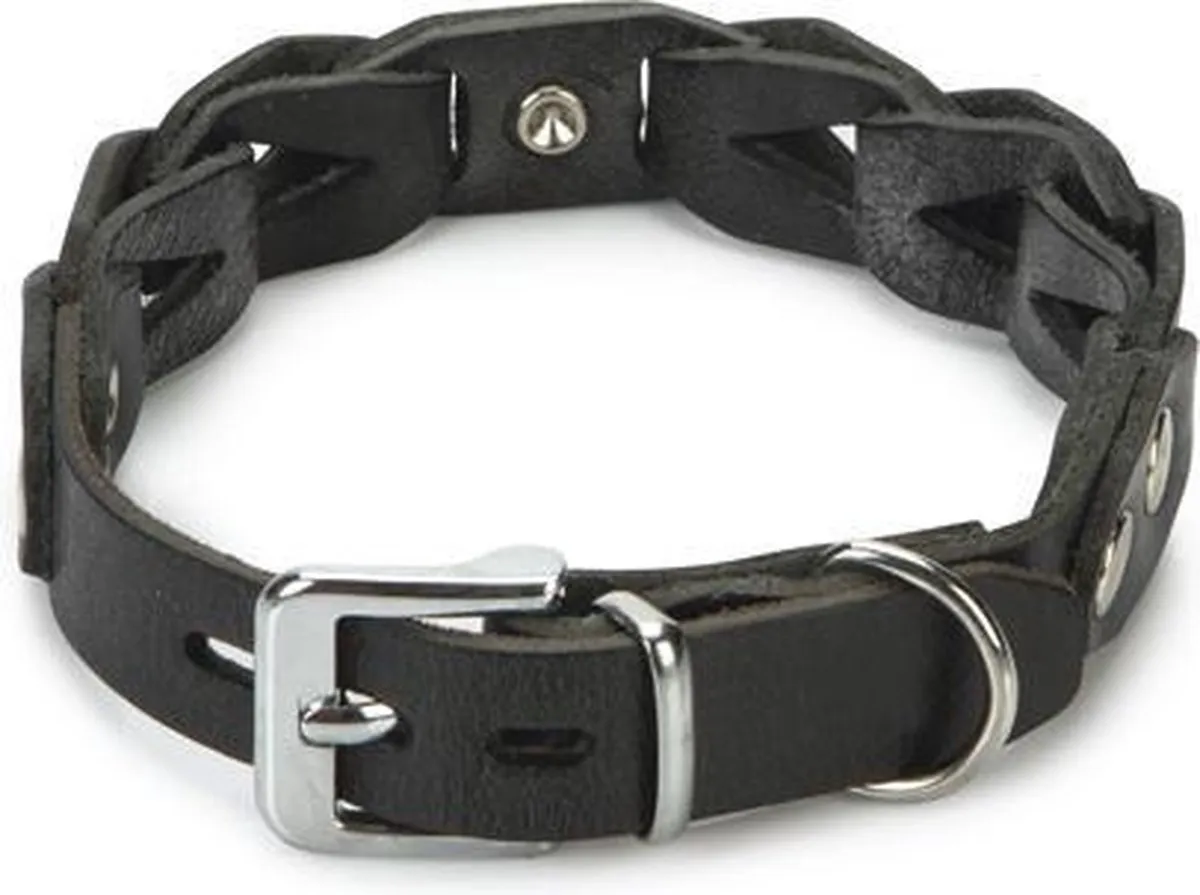 Beeztees Leren Halsband Connex - Zwart 40cm x 20mm