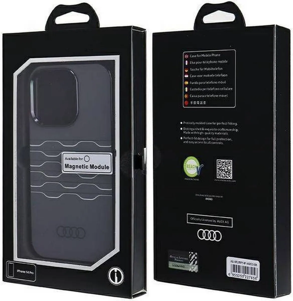 Audi IML Grille Pattern Back Case - iPhone 14 Pro - Zwart - afbeelding 4 van 6