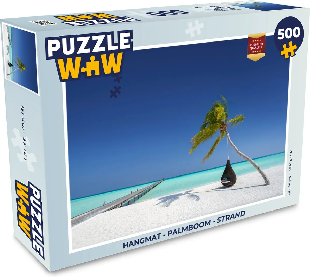 PuzzleWow Hangmat Palmboom Strand Legpuzzel 500 Stuks