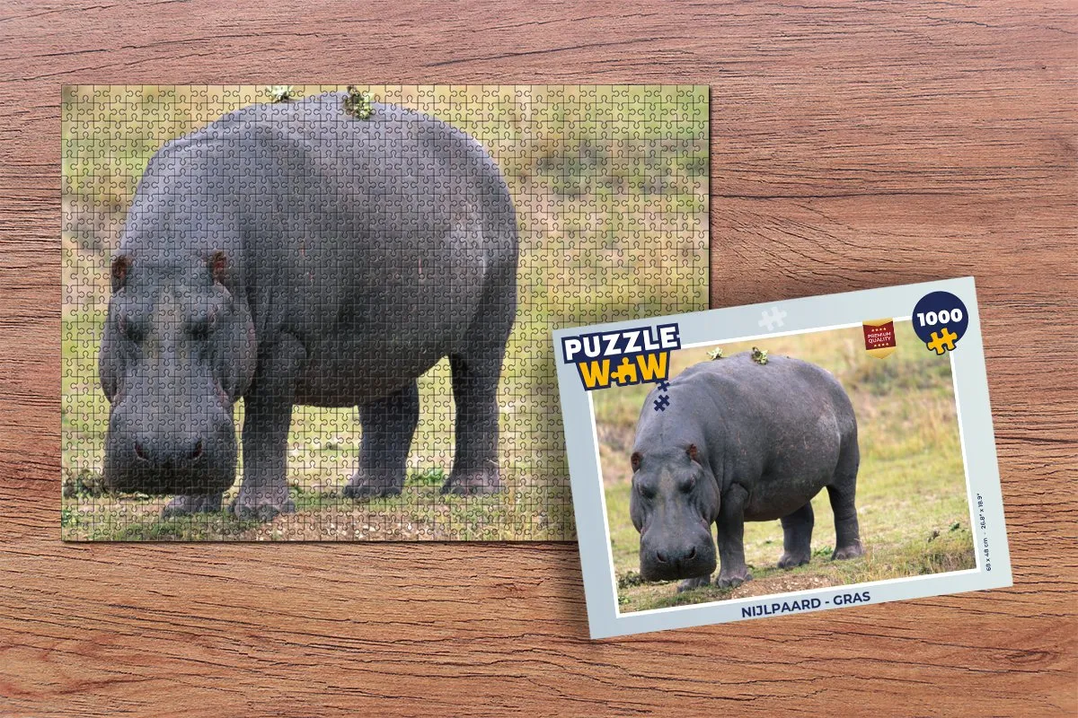 PuzzleWow Nijlpaard Legpuzzel 1000 Stuks - Multicolor