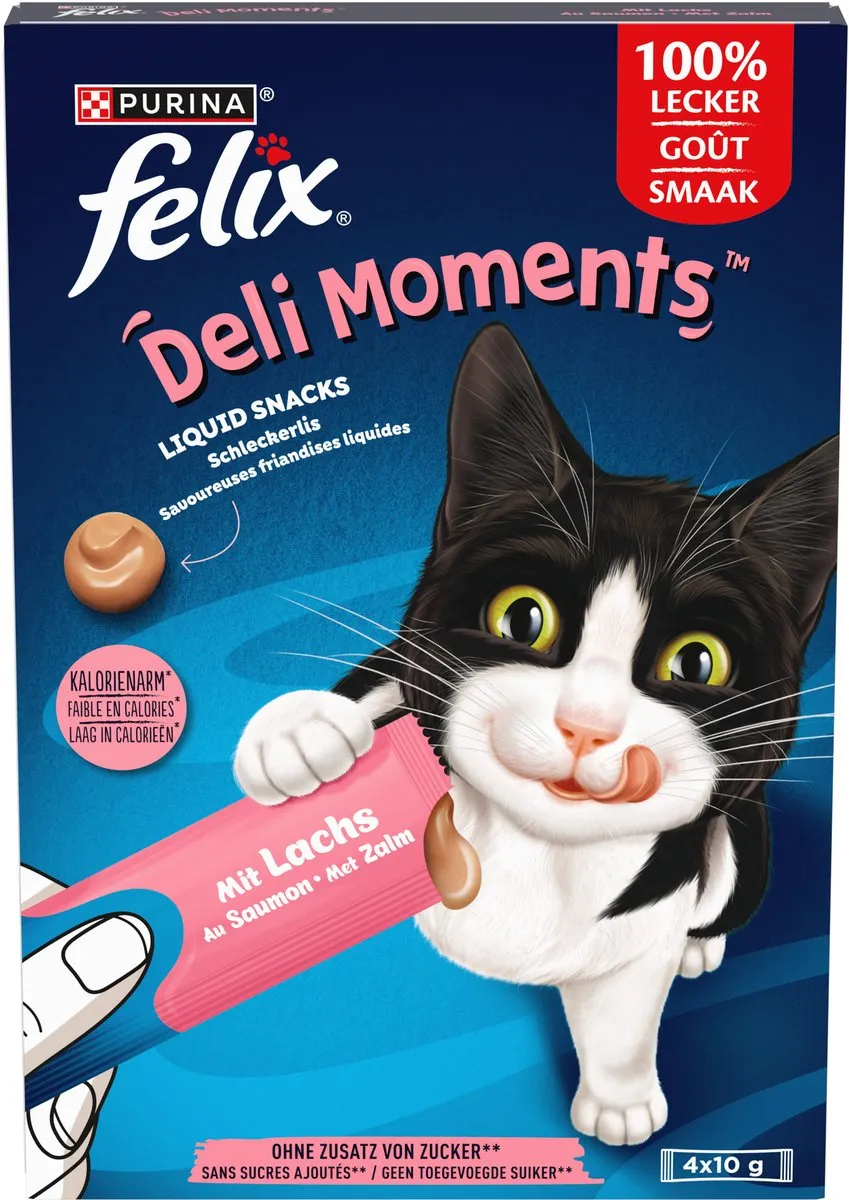 Felix Deli Moments Kattensnack Liquid Zalm - 440g