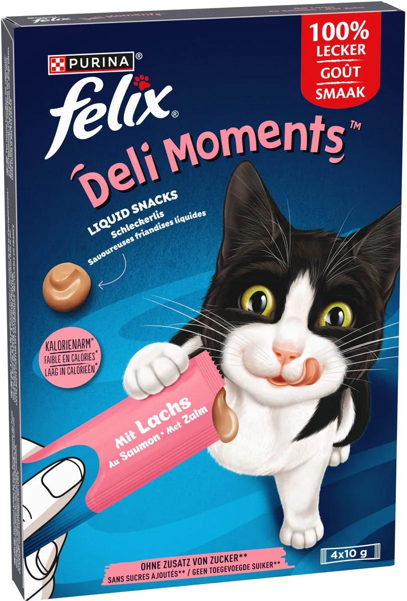 Felix Deli Moments Kattensnack Liquid Zalm - 440g