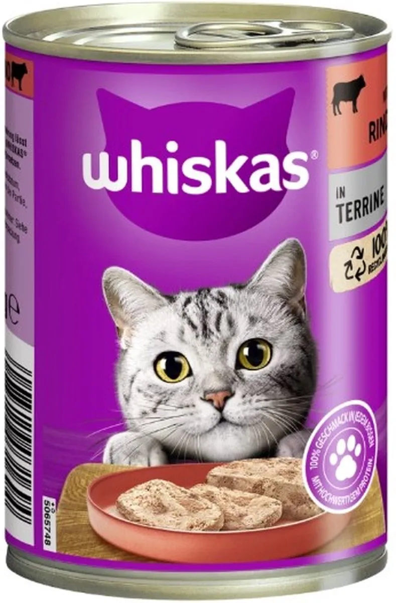 Whiskas Natvoer Rundvlees Terrine Blik 400g
