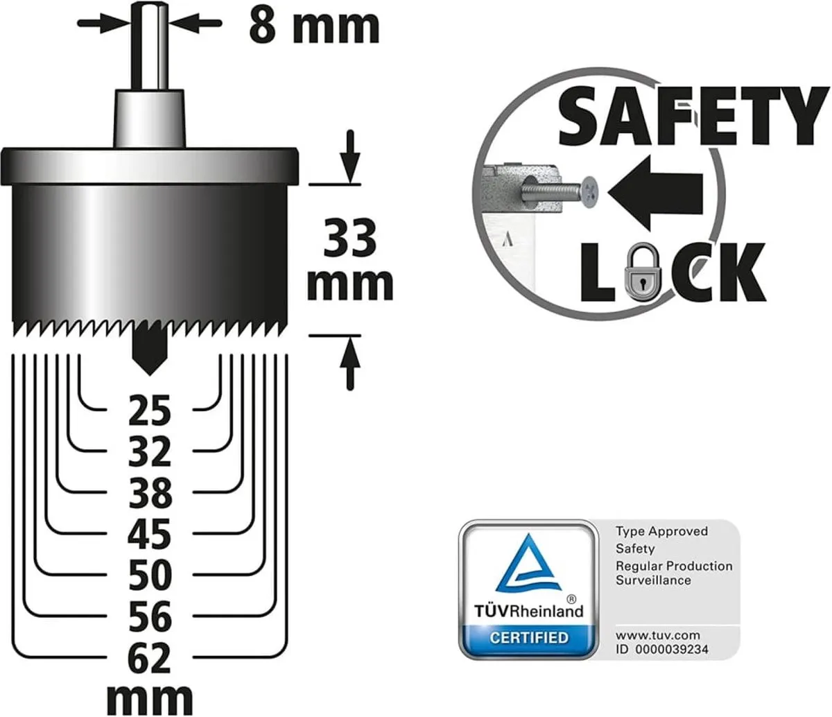 Wolfcraft Gatenzaagset 25-62mm Metaal - 7-delig
