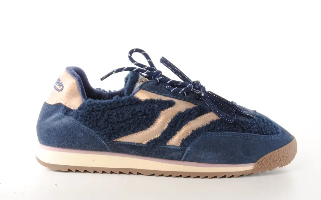 MRP dames sneaker Utah suède en wol blauw goud