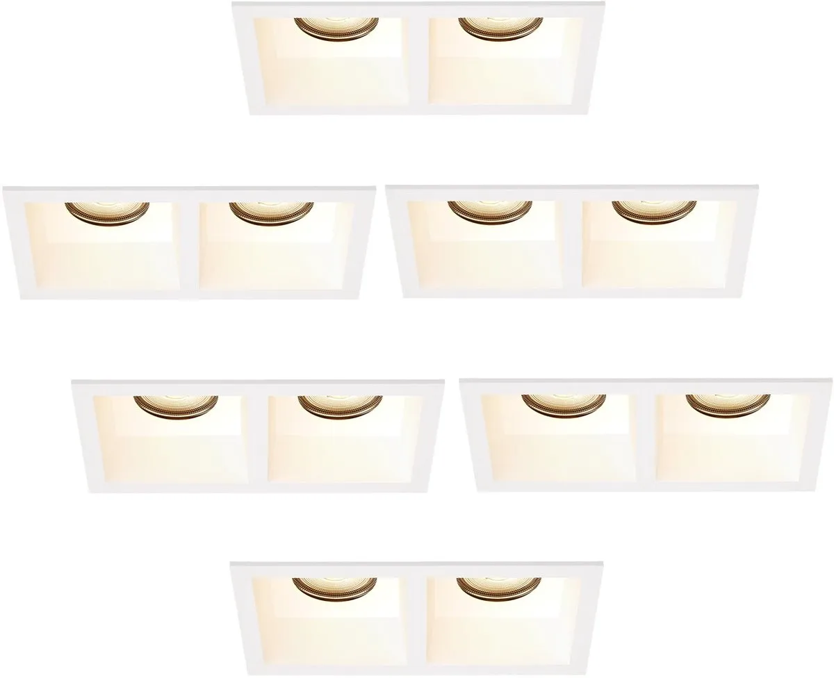 LEDVION 6x Inbouwspot Dubbel Vierkant GU10 2700K