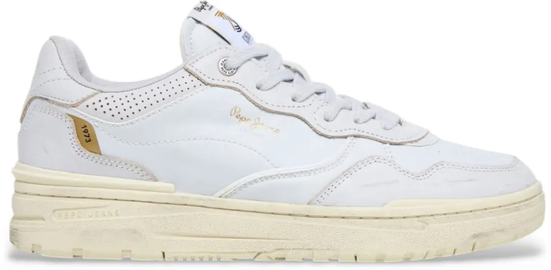 Pepe Jeans Chester Distress grijsachtig wit leren sportschoenen
