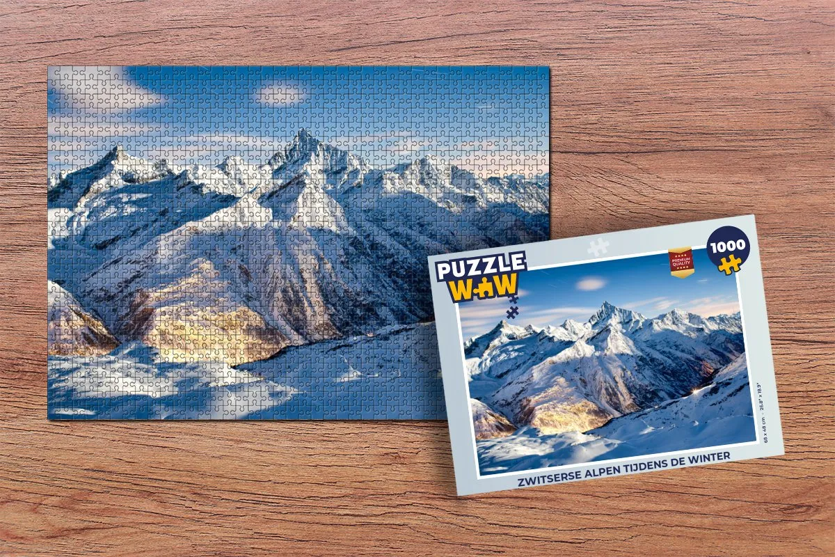 PuzzleWow Zwitserse Alpen Winter Legpuzzel 1000 Stuks - Multicolor