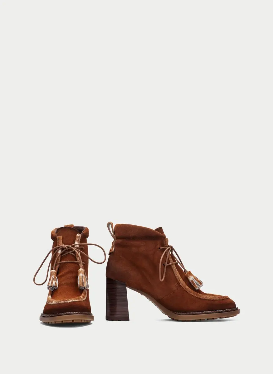 Hispanitas HI265065 Enkellaarzen - Bruin suede met hertenprint - Maat 39 - afbeelding 3 van 4
