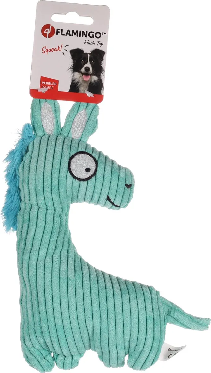 Flamingo Pebbles Corduroy Paard Honden-speelgoed - 23,5 cm - Turkoois