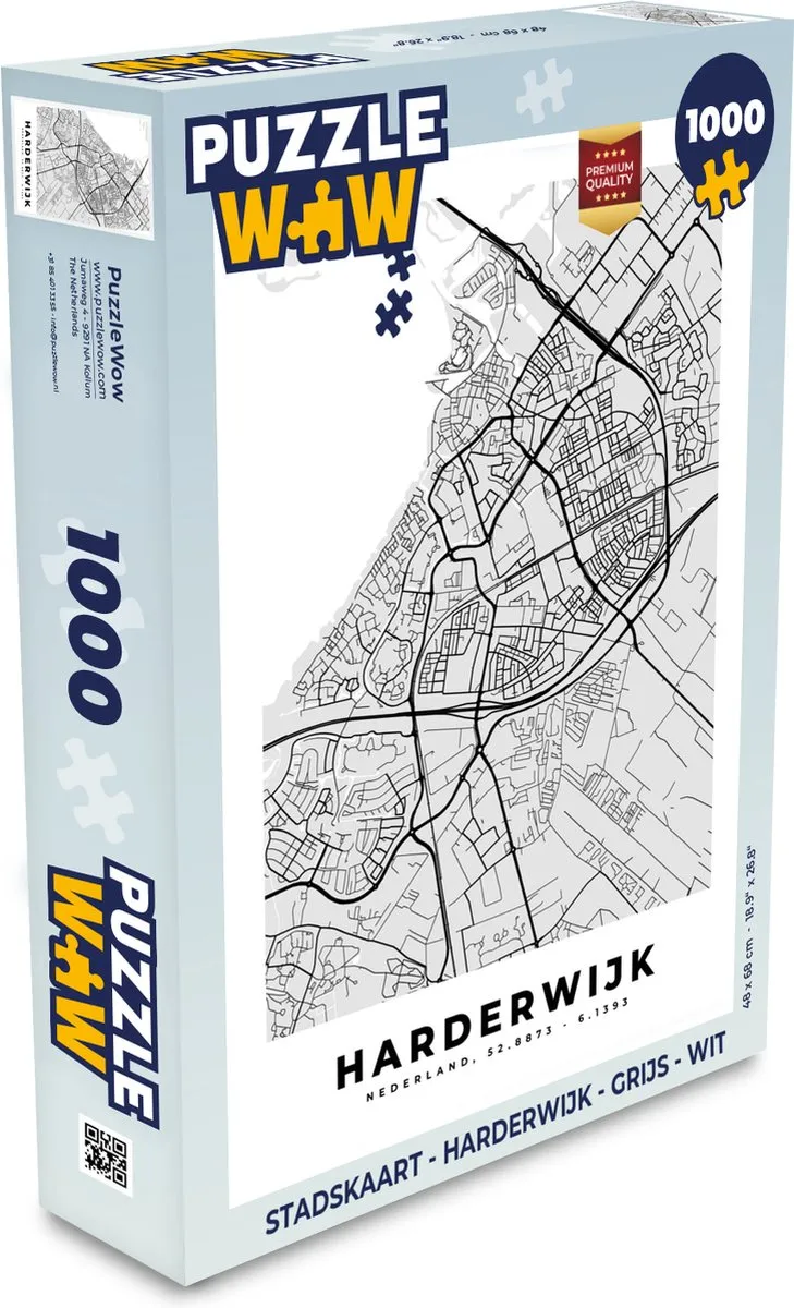 PuzzleWow Stadskaart Harderwijk Legpuzzel 1000 Stuks