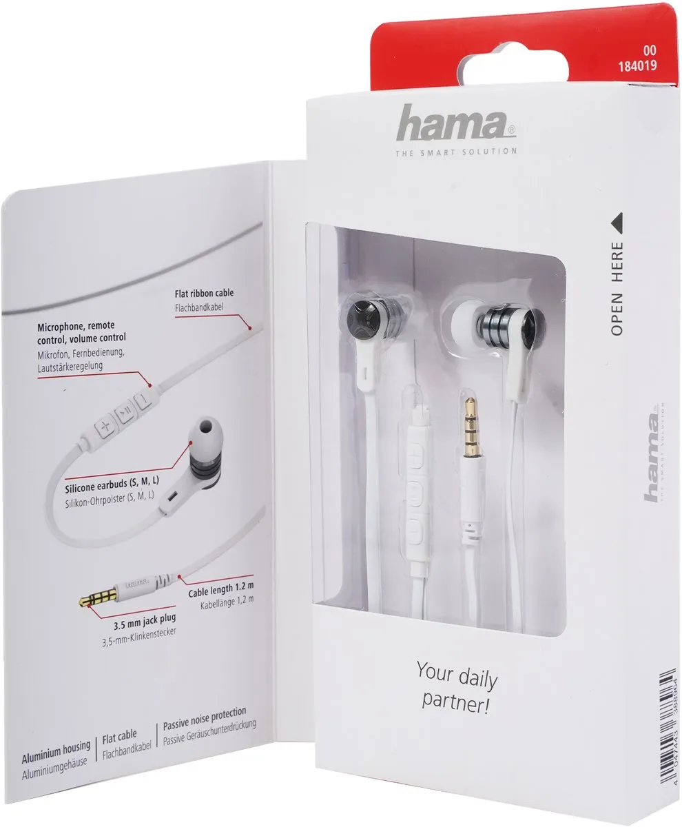 Hama Intense In-ear Headset 00184019 - Zilver/Wit